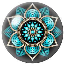 Cabochon en Verre Illustré Mandala Turquoise, Noir et Or 12 à 25mm pour la Création de Bijoux Fantaisie - DIY