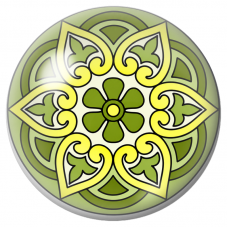 Cabochon en Verre Illustré Mandala Trèfle Vert et Jaune 12 à 25mm pour la Création de Bijoux Fantaisie - DIY