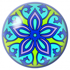 Cabochon en Verre Illustré Mandala Bleu, Vert et Lilas 12 à 25mm pour la Création de Bijoux Fantaisie - DIY