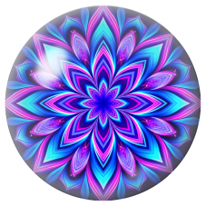 Cabochon en Verre Illustré Mandala Bleu Cyan et Fuchsia 12 à 25mm pour la Création de Bijoux Fantaisie - DIY