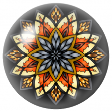 Cabochon en Verre Illustré Mandala Feuilles Argent, Orange et Or 12 à 25mm pour la Création de Bijoux Fantaisie - DIY