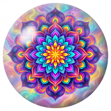 Cabochon en Verre Illustré Mandala Cosmique Multicolore 12 à 25mm pour la Création de Bijoux Fantaisie - DIY