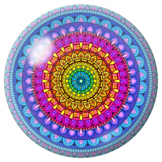 Cabochon en Verre Illustré Mandala Bleu, Rose et Jaune 12 à 25mm pour la Création de Bijoux Fantaisie - DIY