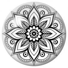 Cabochon en Verre Illustré Mandala Floral Noir et Blanc 12 à 25mm pour la Création de Bijoux Fantaisie - DIY