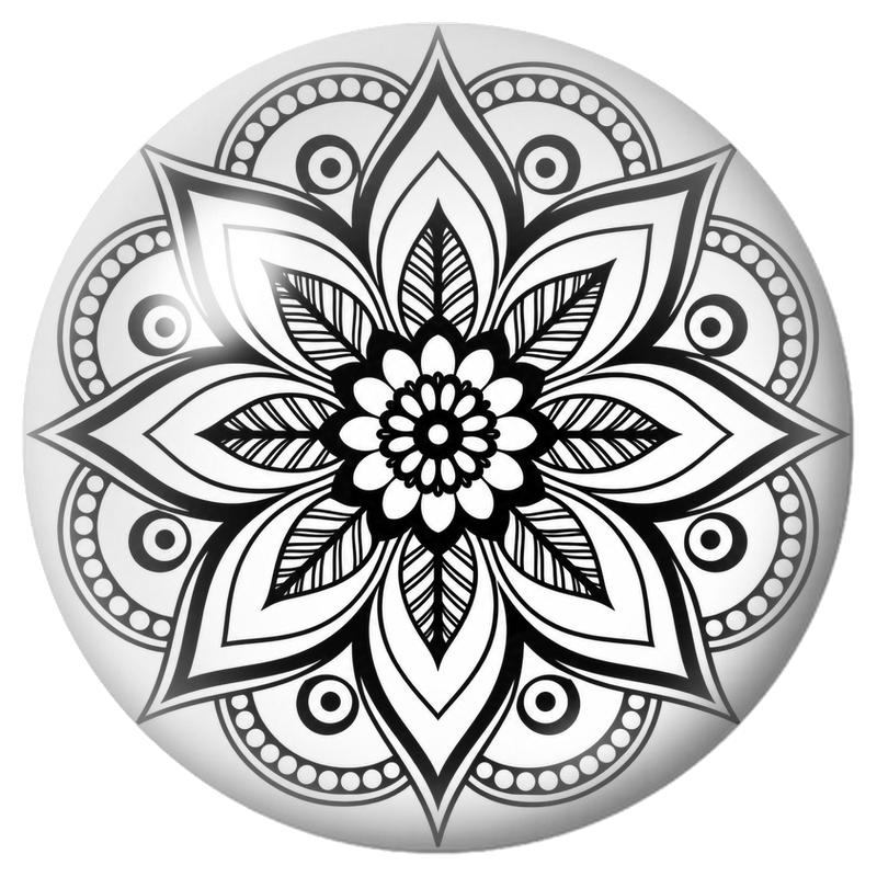 Cabochon en Verre Illustré Mandala Floral Noir et Blanc 12 à 25mm pour la Création de Bijoux Fantaisie - DIY