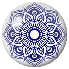 Cabochon en Verre Illustré Mandala Bleu Marine et Blanc 12 à 25mm pour la Création de Bijoux Fantaisie - DIY