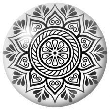 Cabochon en Verre Illustré Mandala Noir et Blanc aux Volutes 12 à 25mm pour la Création de Bijoux Fantaisie - DIY