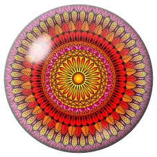 Cabochon en Verre Illustré Mandala Rose, Rouge et Orange 12 à 25mm pour la Création de Bijoux Fantaisie - DIY
