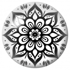 Cabochon en Verre Illustré Mandala Floral Noir et Blanc 12 à 25mm pour la Création de Bijoux Fantaisie - DIY