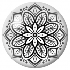 Cabochon en Verre Illustré Mandala Feuillage Noir et Blanc 12 à 25mm pour la Création de Bijoux Fantaisie - DIY