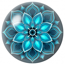 Cabochon en Verre Illustré Mandala Feuillage Bleu Cyan 12 à 25mm pour la Création de Bijoux Fantaisie - DIY