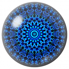 Cabochon en Verre Illustré Mandala Bleu Électrique sur Noir 12 à 25mm pour la Création de Bijoux Fantaisie - DIY