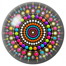 Cabochon en Verre Illustré Mandala de Perles Multicolore 12 à 25mm pour la Création de Bijoux Fantaisie - DIY