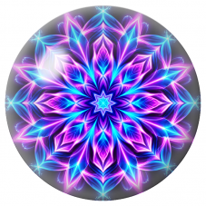 Cabochon en Verre Illustré Mandala Néon Bleu et Fuchsia 12 à 25mm pour la Création de Bijoux Fantaisie - DIY