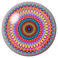 Cabochon en Verre Illustré Mandala Multicolore en Rosace 12 à 25mm pour la Création de Bijoux Fantaisie - DIY