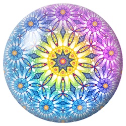 Cabochon en Verre Illustré Mandala Multicolore Fleuri 12 à 25mm pour la Création de Bijoux Fantaisie - DIY
