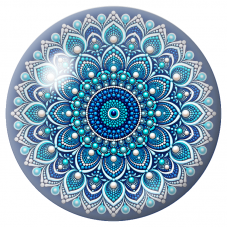 Cabochon en Verre Illustré Mandala de Perles Bleu et Turquoise 12 à 25mm pour la Création de Bijoux Fantaisie - DIY