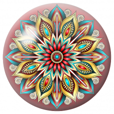Cabochon en Verre Illustré Mandala Turquoise, Rouge et Or 12 à 25mm pour la Création de Bijoux Fantaisie - DIY