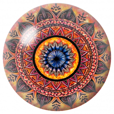 Cabochon en Verre Illustré Mandala Bleu, Rose et Orange 12 à 25mm pour la Création de Bijoux Fantaisie - DIY