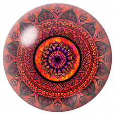 Cabochon en Verre Illustré Mandala Rouge, Violet et Or 12 à 25mm pour la Création de Bijoux Fantaisie - DIY