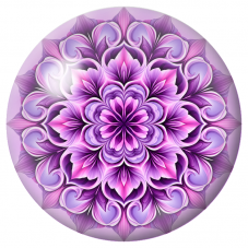 Cabochon en Verre Illustré Mandala Violet, Rose et Lilas 12 à 25mm pour la Création de Bijoux Fantaisie - DIY