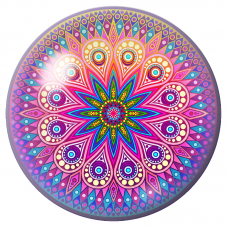 Cabochon en Verre Illustré Mandala Rose, Turquoise et Vert 12 à 25mm pour la Création de Bijoux Fantaisie - DIY