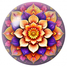 Cabochon en Verre Illustré Mandala Orange, Violet et Rose 12 à 25mm pour la Création de Bijoux Fantaisie - DIY