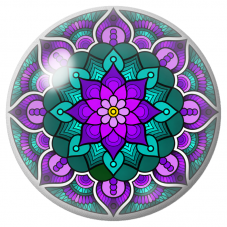 Cabochon en Verre Illustré Mandala Turquoise et Violet 12 à 25mm pour la Création de Bijoux Fantaisie - DIY