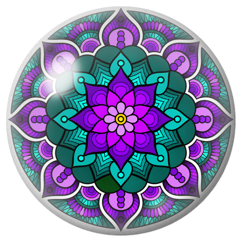 Cabochon en Verre Illustré Mandala Turquoise et Violet 12 à 25mm pour la Création de Bijoux Fantaisie - DIY