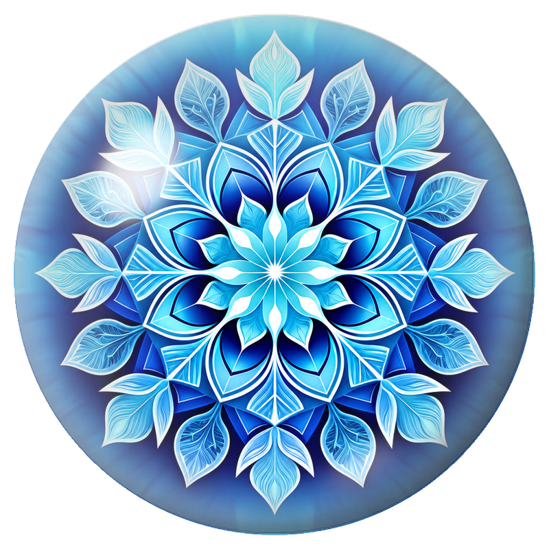 Cabochon en Verre Illustré Mandala Bleu Glacé 12 à 25mm pour la Création de Bijoux Fantaisie - DIY