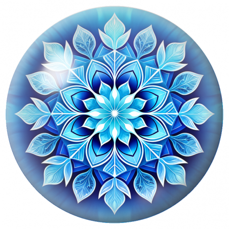 Cabochon en Verre Illustré Mandala Bleu Glacé 12 à 25mm