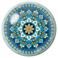 Cabochon en Verre Illustré Mandala Bleu et Beige 12 à 25mm pour la Création de Bijoux Fantaisie - DIY