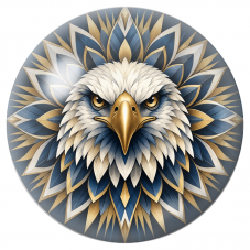 Cabochon en Verre Illustré Mandala Aigle Bleu et Or 12 à 25mm pour la Création de Bijoux Fantaisie - DIY