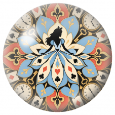 Cabochon en Verre Illustré Mandala Alice au Pays des Merveilles 12 à 25mm pour la Création de Bijoux Fantaisie - DIY