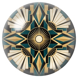 Cabochon en Verre Illustré Mandala Art Déco Noir, Vert et Or 12 à 25mm pour la Création de Bijoux Fantaisie - DIY