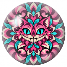 Cabochon en Verre Illustré Mandala Chat du Cheshire Rose et Turquoise 12 à 25mm pour la Création de Bijoux Fantaisie - DIY