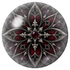 Cabochon en Verre Illustré Mandala Gothique Noir et Bordeaux 12 à 25mm pour la Création de Bijoux Fantaisie - DIY