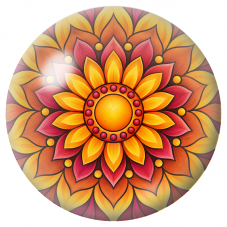 Cabochon en Verre Illustré Mandala Jaune, Terracotta et Rose 12 à 25mm pour la Création de Bijoux Fantaisie - DIY