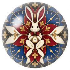 Cabochon en Verre Illustré Mandala Lapin Blanc d’Alice au Pays des Merveilles 12 à 25mm pour la Création de Bijoux