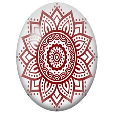 Cabochon en Verre Illustré Mandala Géométrique Rouge et Blanc pour la Création de Bijoux Fantaisie - DIY