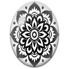 Cabochon en Verre Illustré Mandala Floral Noir et Blanc pour la Création de Bijoux Fantaisie - DIY