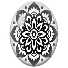 Cabochon en Verre Illustré Mandala Graphique Noir et Blanc pour la Création de Bijoux Fantaisie - DIY