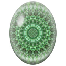 Cabochon en Verre Illustré Mandala Fractal Vert pour la Création de Bijoux Fantaisie - DIY