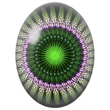 Cabochon en Verre Illustré Mandala Floral Vert et Violet sur Fond Noir pour la Création de Bijoux Fantaisie - DIY