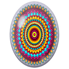 Cabochon en Verre Illustré Mandala Géométrique Multicolore pour la Création de Bijoux Fantaisie - DIY