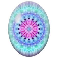 Cabochon en Verre Illustré Mandala Fractal Rose, Turquoise et Violet pour la Création de Bijoux Fantaisie - DIY