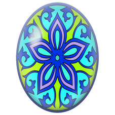 Cabochon en Verre Illustré Mandala Géométrique Turquoise, Violet et Vert pour la Création de Bijoux Fantaisie - DIY