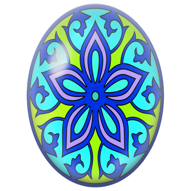 Cabochon en Verre Illustré Mandala Géométrique Turquoise, Violet et Vert 13x18, 18x25 ou 30x40mm