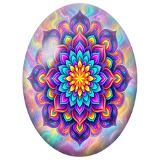 Cabochon en Verre Illustré Mandala Cosmique Multicolore pour la Création de Bijoux Fantaisie - DIY
