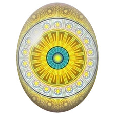 Cabochon en Verre Illustré Mandala Oriental Or et Bleu pour la Création de Bijoux Fantaisie - DIY